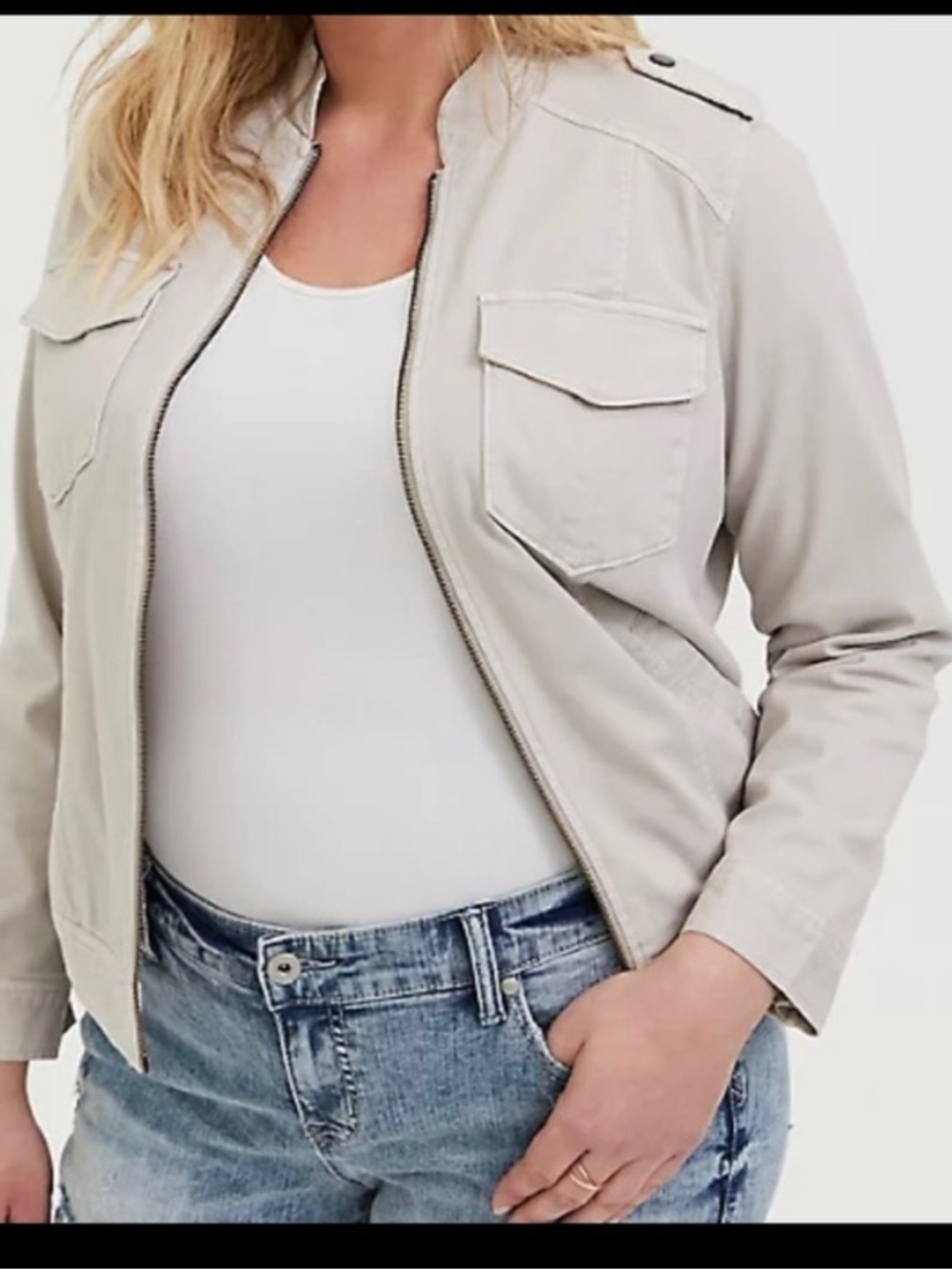 Torrid NWT Grey Twill Military Bomber Jacket